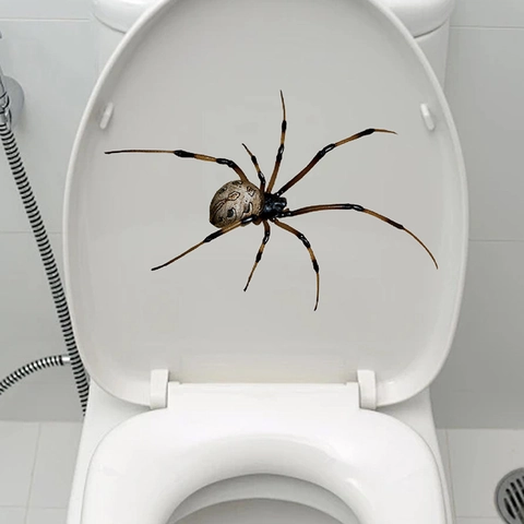 Halloween 3D Realistic Spider Toilet Sticker Removable PVC Bathroom Wall Decal For Scary Party Prank Home Decor