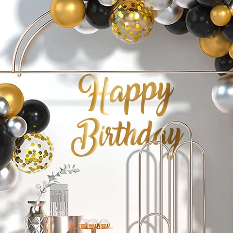 Adesivo da Parete Happy Birthday Oro Lettere Artistiche Decalcomania in PVC per Decorazione Sfondo Festa di Compleanno
