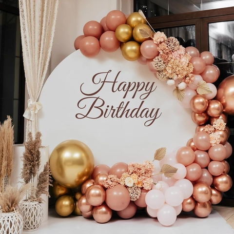 Adesivo da Parete Happy Birthday in PVC Removibile Lettere Decorative per Festa di Compleanno Soggiorno Camera da Letto Marrone Oro