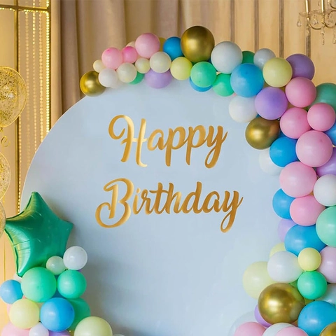 Adesivo da Parete Happy Birthday Oro Lettere Artistiche Decalcomania in PVC per Decorazione Sfondo Festa di Compleanno