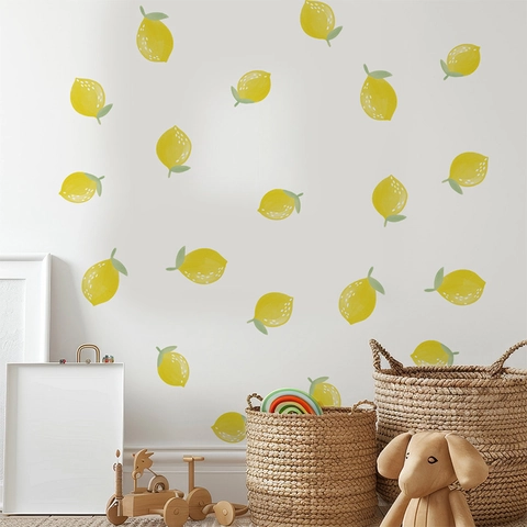 Aquarel Citroen Muurstickers Voor Kinderkamer Slaapkamer Waterdicht PVC Decoratief Zelfklevend Fruit Patronen Voor Wanddecoratie