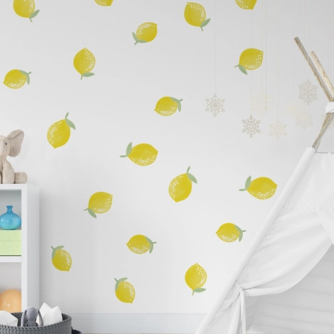 Aquarel Citroen Muurstickers Voor Kinderkamer Slaapkamer Waterdicht PVC Decoratief Zelfklevend Fruit Patronen Voor Wanddecoratie