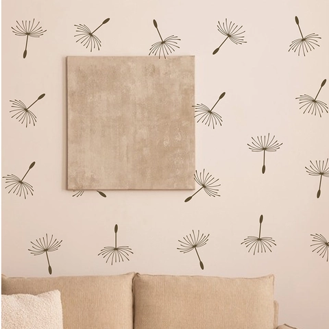 Moderner Pusteblumen Wandaufkleber Wasserdicht PVC Entfernbare Dunkelbraun Blumen Wanddeko Für Wohnzimmer Schlafzimmer Zuhause