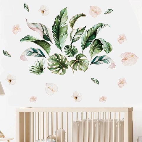 Noorse Tropische Monstera Muurstickers Groen Blad PVC Zelfklevend Verwijderbaar Wandsticker Voor Woonkamer Slaapkamer Decor