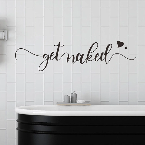 Get Naked Badezimmer Wandtattoo Wasserdicht PVC Spiegel Glas Tür Aufkleber Modern Minimalistisch Zitat Mit Herz Muster Für Home Dekor