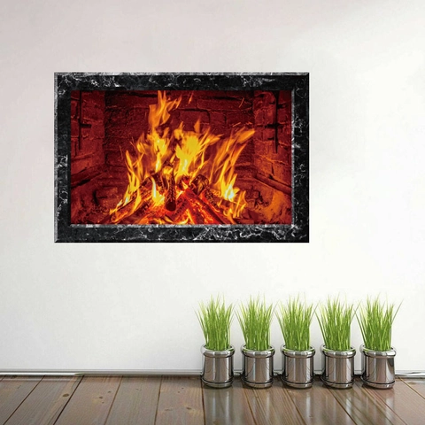 3D Gesimuleerde Open Haard Vlam Muursticker Waterdicht PVC Zelfklevend Decor Voor Woonkamer Achtergrond Sfeer Muursticker