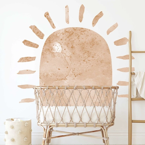 Böhmischer Bogen Sonne Wandtattoo PVC Aquarell Morandi Erdtöne Wandaufkleber Für Wohnzimmer Schlafzimmer Kinderzimmer Deko