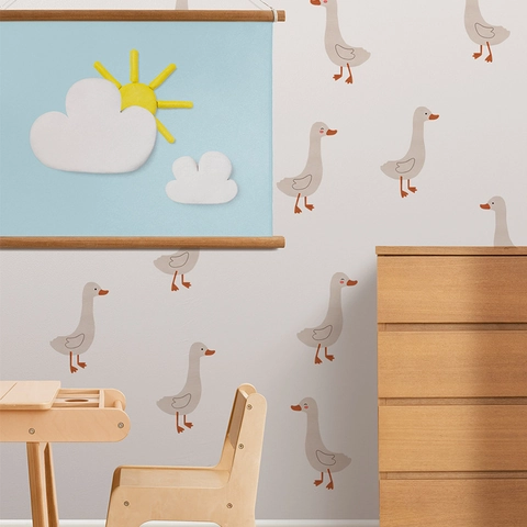 Pegatinas de Pared Ganso Dibujos Animados PVC Impermeable Calcomanías Removibles para Habitación Niños Decoración Hogar
