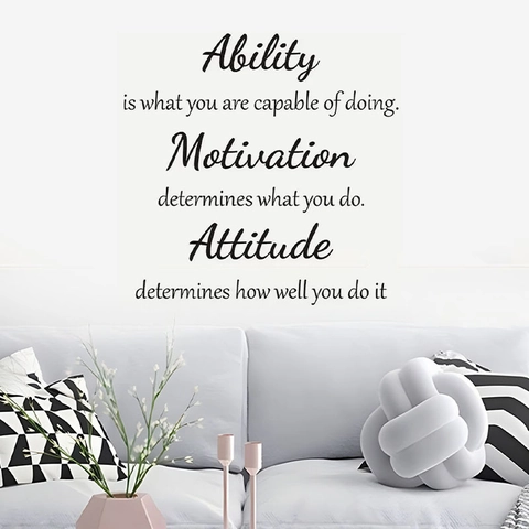 Εμπνευσμένο Αυτοκόλλητο Τοίχου με Ρητά Ability Motivation Attitude Αφαιρούμενο PVC Διακοσμητικό για Καθιστικό Κρεβατοκάμαρα Γραφείο