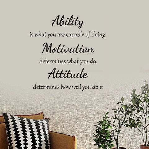 Εμπνευσμένο Αυτοκόλλητο Τοίχου με Ρητά Ability Motivation Attitude Αφαιρούμενο PVC Διακοσμητικό για Καθιστικό Κρεβατοκάμαρα Γραφείο