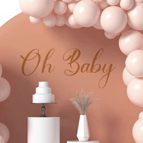 Adesivi Murali Oh Baby Oro Specchio PVC Murale d'Arte per Baby Shower Compleanno Festa Cameretta Camera da Letto Decorazione