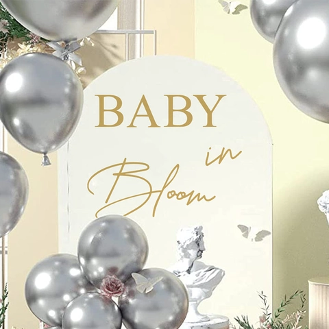 Sticker Mural Gold Baby In Bloom Lettrage Artistique Élégant Décalcomanie en PVC pour Baby Shower Chambre d'Enfant Décoration