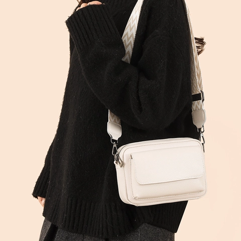 Women's Fashion PU Leather Crossbody Bag Solid Color Litchi Pattern Shoulder Bag Multi-Pocket Casual Daily Handbag