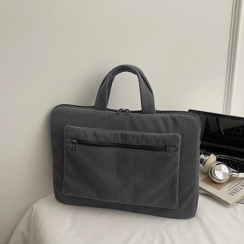 Bolso de Pana para Portátil Gran Capacidad Maletín Retro Color Sólido Escuela Viaje Negocios Bolso de Hombro