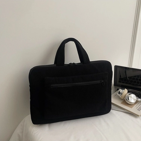 Bolso de Pana para Portátil Gran Capacidad Maletín Retro Color Sólido Escuela Viaje Negocios Bolso de Hombro