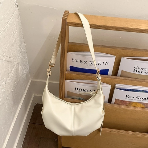 Sac à Épaule Hobo en Cuir PU pour Femmes Forme de Dumpling Minimaliste Sac Bandoulière Avec Sangle Réglable Rétro Sophistiqué Sac à Main Versatile