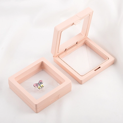 3D Floating Frame Display Case Jewelry Box PE Film Suspension Holder For Rings Earrings Necklaces Coins Storage Organizer