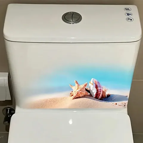 Abnehmbarer PVC Toilettenaufkleber Blume Rose Muschel Seestern Muster Wasserdichtes Dekor Für Badezimmer Weihnachten Deckelbezug