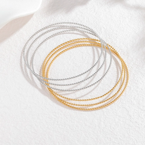 Minimalistische Roestvrij Stalen Getextureerde Armringen Voor Vrouwen Goud Zilver Verguld Geometrisch Gedraaid Gehamerd Sieraden