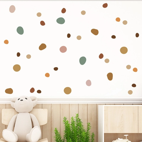Vinilo Decorativo De Puntos Irregulares Boho Tonos Tierra Morandi Adhesivo de PVC Para Habitación Infantil Dormitorio Arte