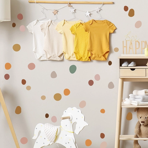 Vinilo Decorativo De Puntos Irregulares Boho Tonos Tierra Morandi Adhesivo de PVC Para Habitación Infantil Dormitorio Arte