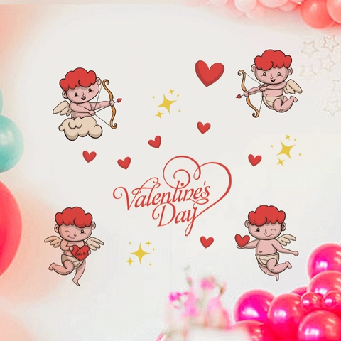 Valentinstag Amor Herz Wandaufkleber PVC Selbstklebend Dekoration Für Schlafzimmer Wohnzimmer Romantische Heimdekor