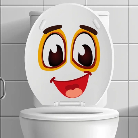 Cartoon Smiley Gesicht Toilettenaufkleber Wasserdicht PVC Abnehmbar Badezimmer Deckel Dekor Lustig Wandbild Home Ornament