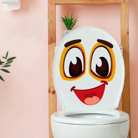 Cartoon Smiley Gesicht Toilettenaufkleber Wasserdicht PVC Abnehmbar Badezimmer Deckel Dekor Lustig Wandbild Home Ornament