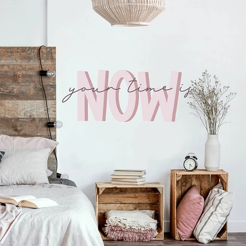 Pegatina de Pared Motivadora Con Frase en Inglés Your Time Is NOW Mural de PVC Removible Autoadhesivo Para Decoración Hogar Oficina