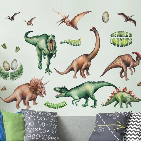 Cartoon Dinosaur Wall Stickers For Kids Room Decor Waterproof PVC Watercolor Dino Egg Nursery Wall Decals For Bedroom Decoration