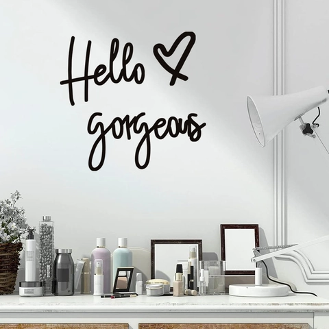 Hello Gorgeous Wandtattoo Herzmuster Handschrift PVC Abnehmbarer Aufkleber Für Schlafzimmer Badezimmer Haus Deko Kunst