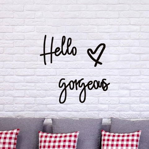 Hello Gorgeous Wandtattoo Herzmuster Handschrift PVC Abnehmbarer Aufkleber Für Schlafzimmer Badezimmer Haus Deko Kunst