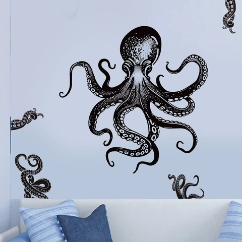 Octopus Muursticker PVC Verwijderbaar DIY Oceaan Leven Muurschildering Decor Voor Woonkamer Slaapkamer Badkamer Huis Muurkunst