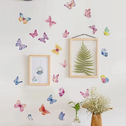 Aquarell Schmetterling Wandaufkleber Bunte Schmetterling Decals Für Wohnzimmer Schlafzimmer Kinderzimmer DIY Home Decor