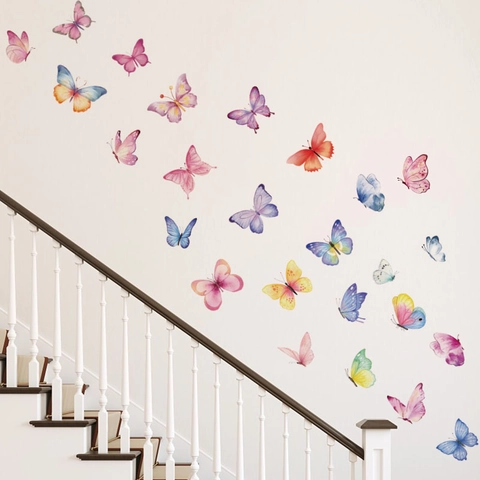 Aquarell Schmetterling Wandaufkleber Bunte Schmetterling Decals Für Wohnzimmer Schlafzimmer Kinderzimmer DIY Home Decor