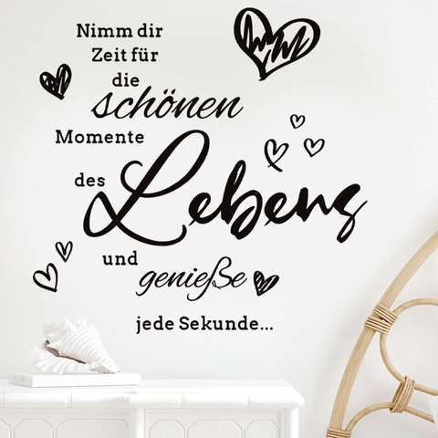 German Inspirational Phrases Heart Wall Sticker Removable PVC Quote Decal For Living Room Bedroom Office Home Decor