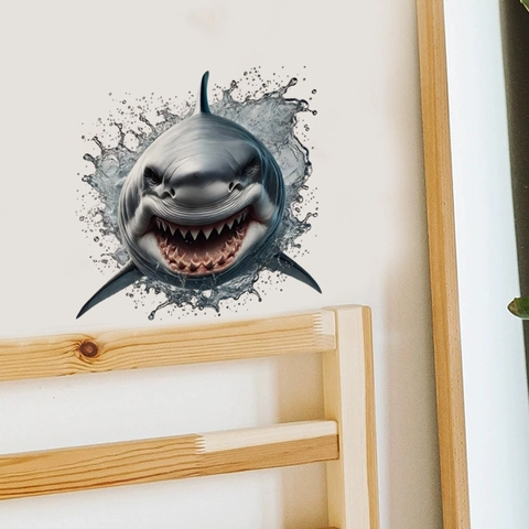 3D Visual Shark Wall Sticker Removable PVC Decorative Mural For Bathroom Toilet Lid Living Room Modern Home Decor