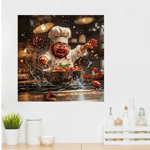 Cartoon Fat Chef Cooking Wall Sticker Self Adhesive PVC Decal For Kitchen Restaurant Fridge Dishwasher Home Decor