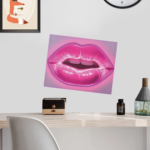 Modern Neon Pink Lips Wall Sticker Removable PVC Self Adhesive Mural Art Decal For Living Room Bedroom Home Decor
