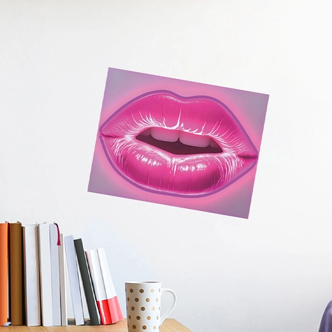 Modern Neon Pink Lips Wall Sticker Removable PVC Self Adhesive Mural Art Decal For Living Room Bedroom Home Decor