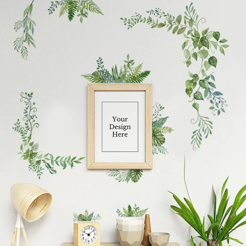 Aquarel Groene Plant Bladeren Muurstickers PVC Zelfklevende Varen Blad Muursticker Voor Woonkamer Badkamer Woondecoratie