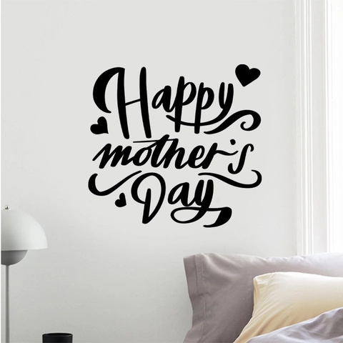 Adesivo da Parete PVC Festa della Mamma Rimovibile Autoadesivo Cuore Lettera Decalcomania Artistica Decorazione Casa per Camera da Letto Soggiorno