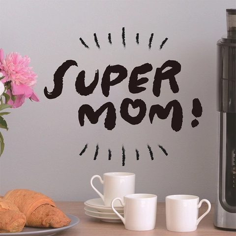 Super Mom Mother's Day Decorative Wall Sticker Removable PVC Decal For Living Room Bedroom Black Lettering Home Wall Art