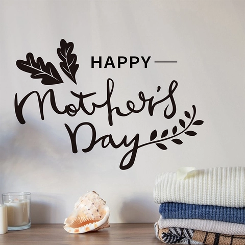 Alles Gute Zum Muttertag Wandtattoo PVC Selbstklebend Abnehmbar Blätter Dekoration Für Wohnzimmer Schlafzimmer Wandbild Deko