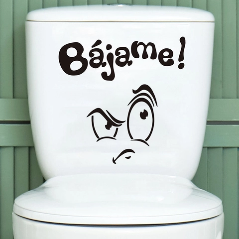 Lustiger Cartoon Ausdruck Toilettenaufkleber Spanisch Bajame Slogan PVC Abnehmbar Selbstklebend Badezimmer Deko WC Deckel Aufkleber