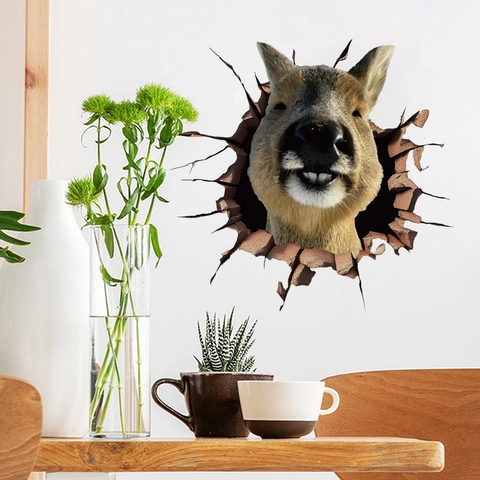 3D Kreative Capybara Wandaufkleber Wanddurchbruch Abnehmbar PVC Wasserdicht Toilettenaufkleber Für Badezimmer Haus Dekor