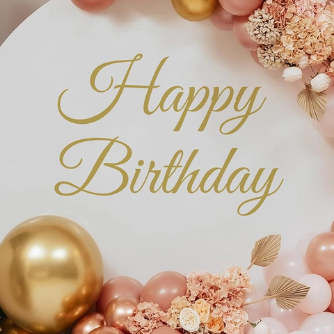 Adesivo da Parete Happy Birthday Metallico Oro PVC Autoadesivo Lettera Decalcomania per Decorazione Sfondo Festa Compleanno