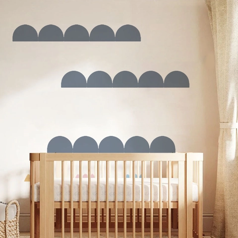 Adesivi Murali Autoadesivi a Semicerchio Grigi Moderno Minimalista PVC Impermeabile Decalcomanie Decorative Per Cameretta Camera