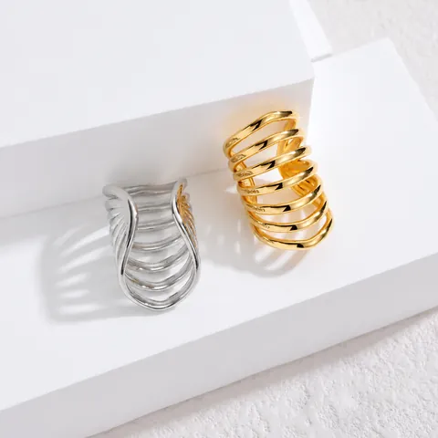 Stainless Steel Geometric Ear Cuffs 18K Gold Silver Plated Multilayer Spiral Non Pierced Clip On Earrings Fashion Jewelry For Women