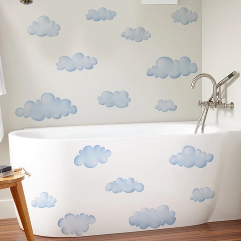 Adesivi Murali Nuvole Blu per Cameretta Bambini Camera da Letto Bagno PVC Impermeabile Removibile Acquerello Nuvole Decalcomanie per la Casa